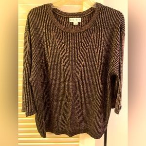 Ava & Viv EUC Black Copper Bronze Sparkly Metallic Sweater, Size X